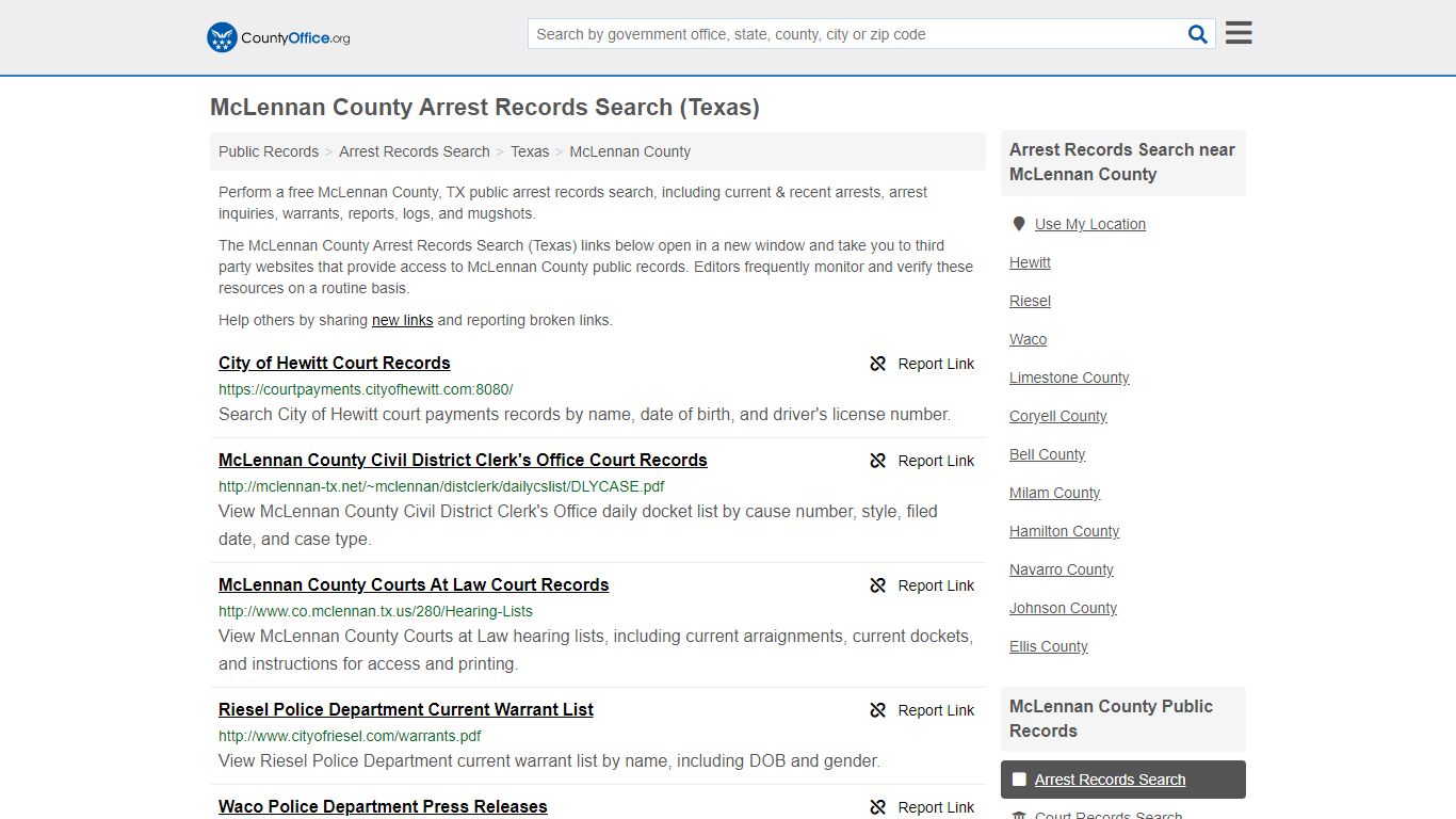 Arrest Records Search - McLennan County, TX (Arrests ...